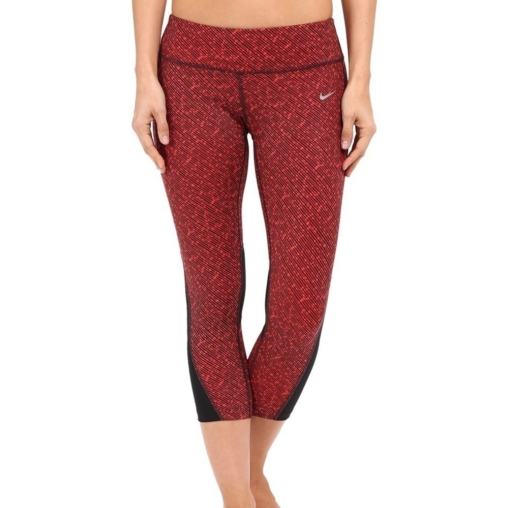 Nike Printed Dri Fit Red & Black Cropped Womans Racer Capri small